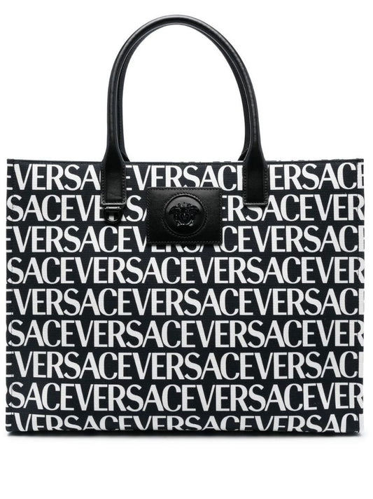 Black Logo Print Tote Bag
