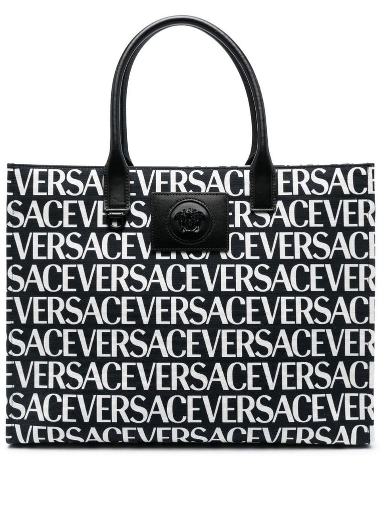 Black Logo Print Tote Bag