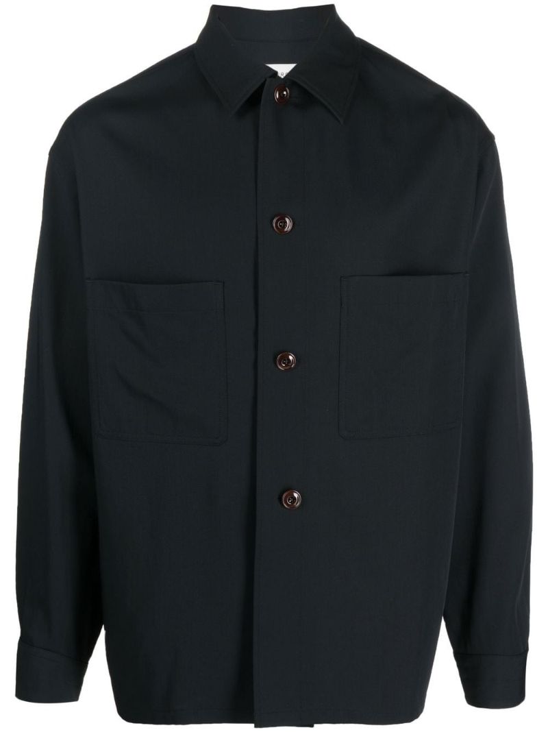 Black Long Sleeve Virgin Wool Shirt