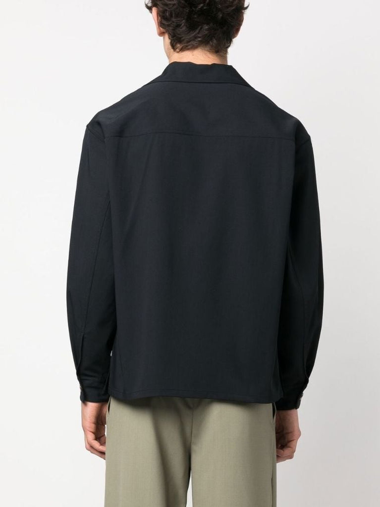 Black Long Sleeve Virgin Wool Shirt
