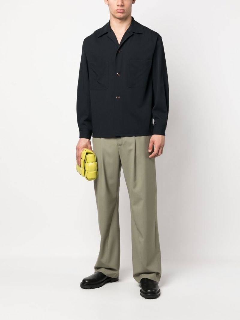 Black Long Sleeve Virgin Wool Shirt