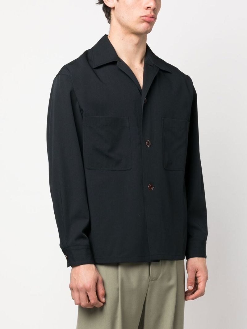 Black Long Sleeve Virgin Wool Shirt