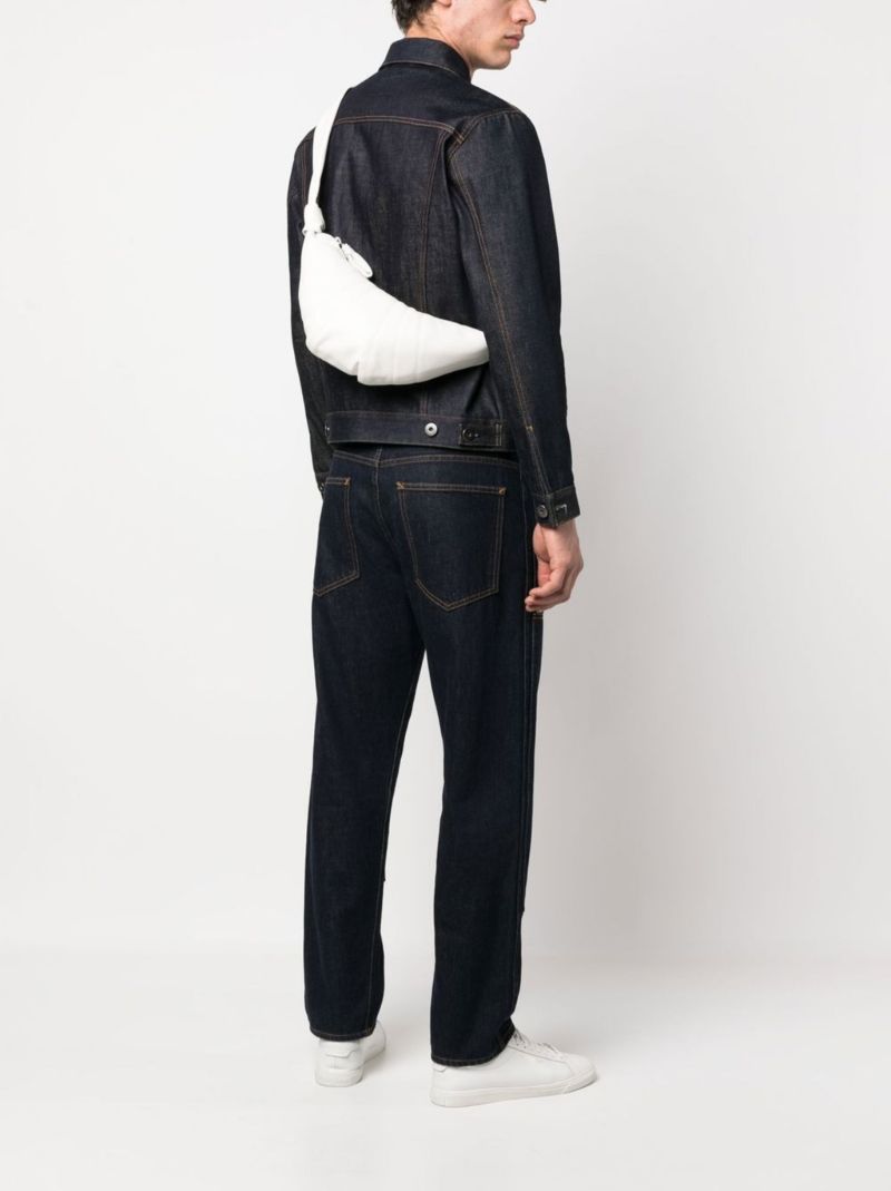 White Croissant Leather Cross Body Bag