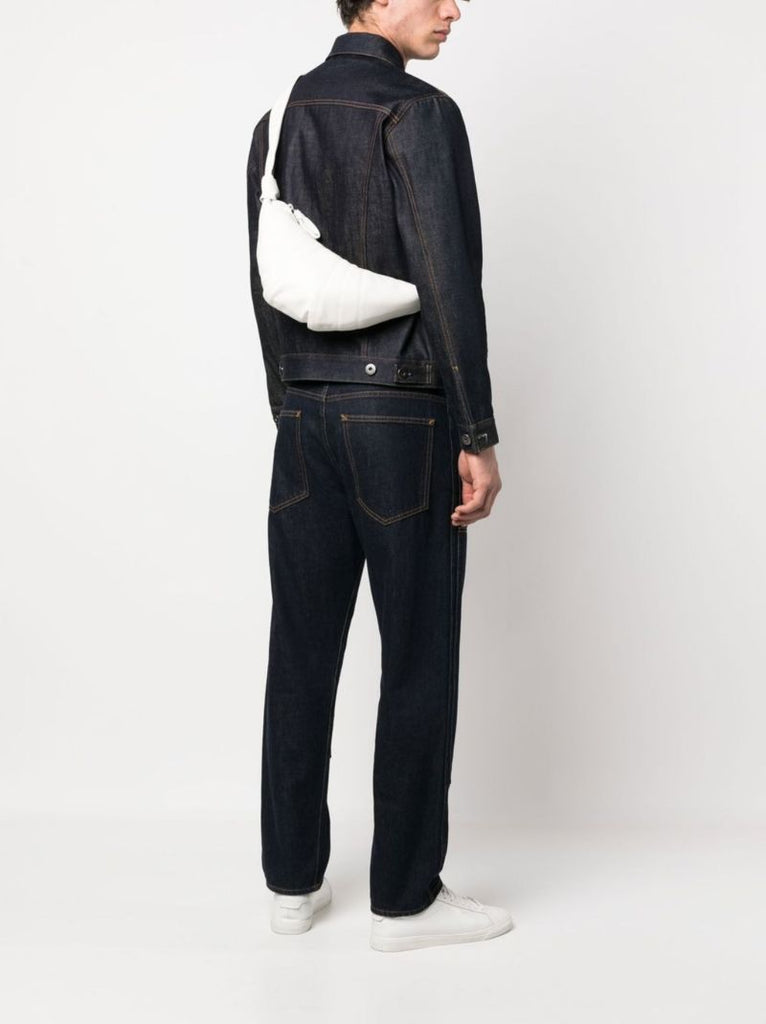 White Croissant Leather Cross Body Bag