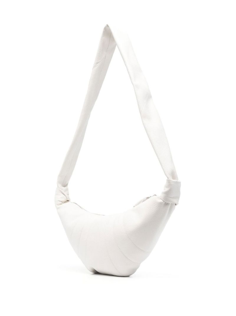 White Croissant Leather Cross Body Bag