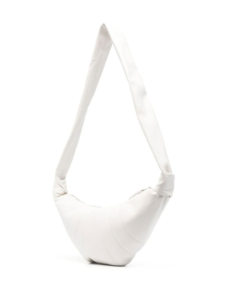 White Croissant Leather Cross Body Bag