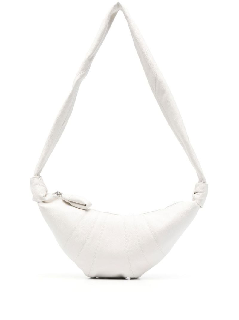 White Croissant Leather Cross Body Bag