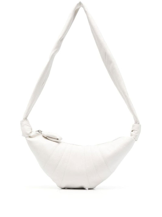 White Croissant Leather Cross Body Bag