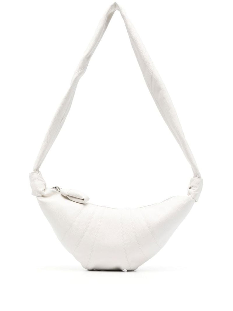 White Croissant Leather Cross Body Bag