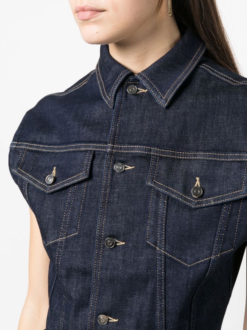 Blue Button-up Denim Vest