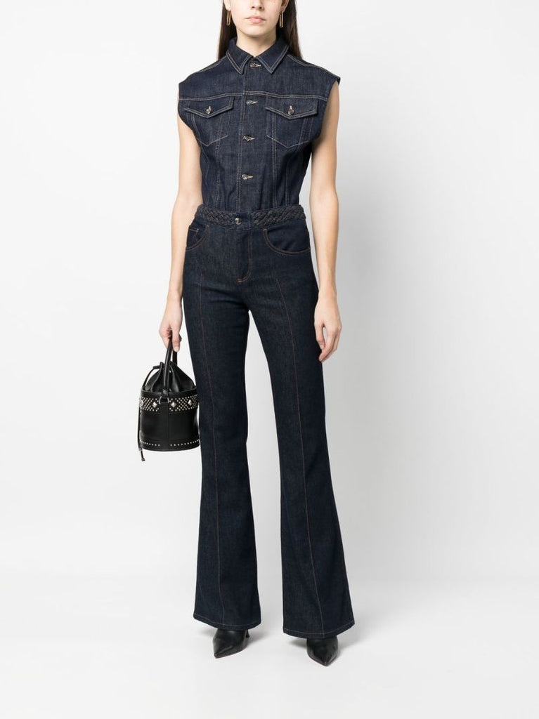 Blue Button-up Denim Vest