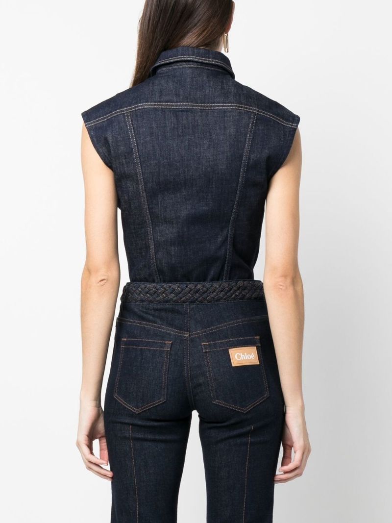 Blue Button-up Denim Vest
