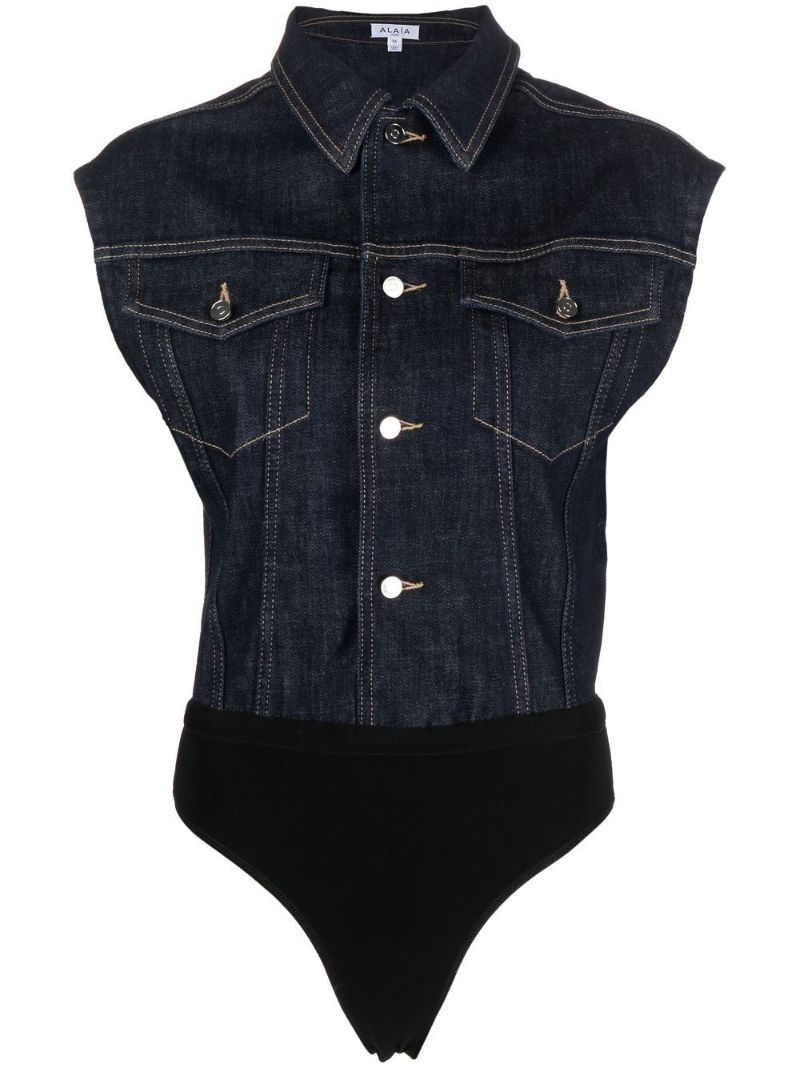 Blue Button-up Denim Vest