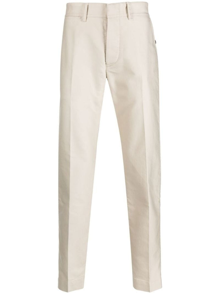 Neutral Straight Cotton Trousers