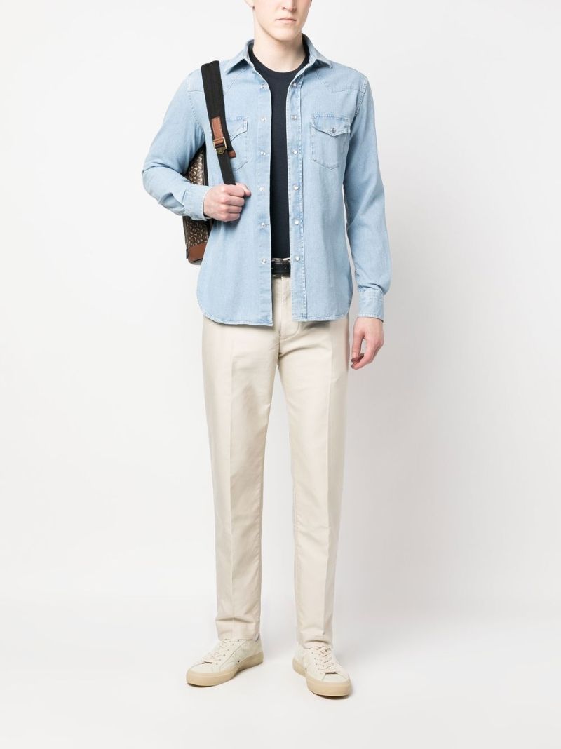 Neutral Straight Cotton Trousers