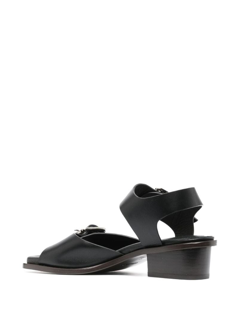 Black Square-toe 35 Leather Sandals