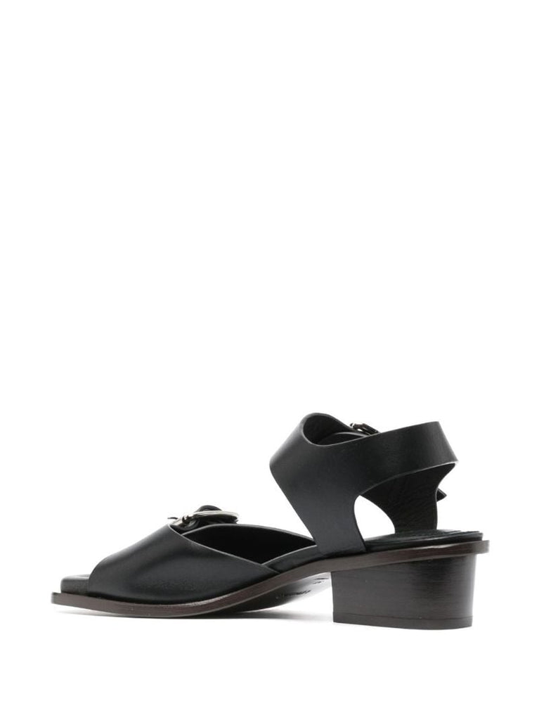 Black Square-toe 35 Leather Sandals