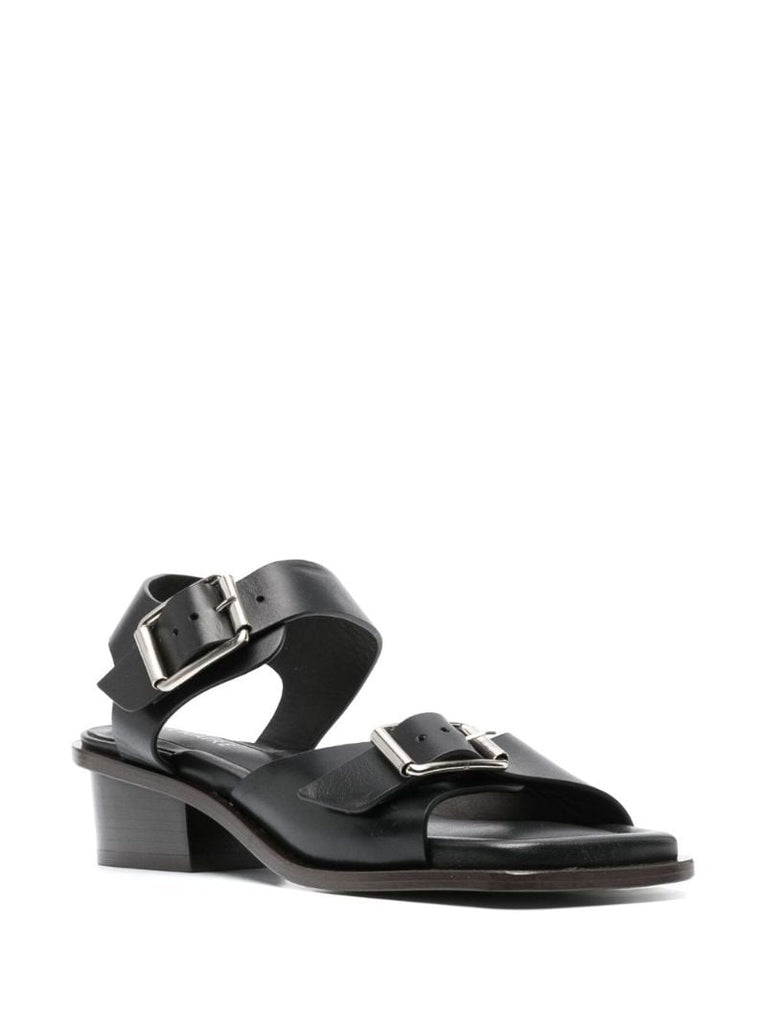 Black Square-toe 35 Leather Sandals