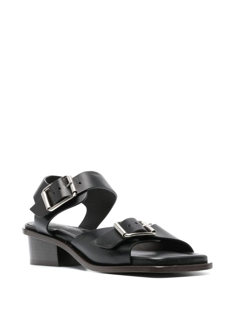 Black Square-toe 35 Leather Sandals