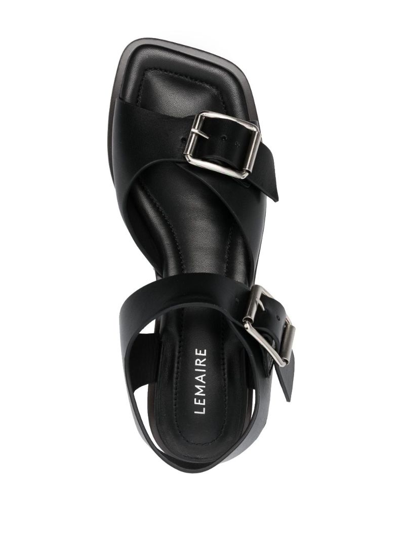 Black Square-toe 35 Leather Sandals
