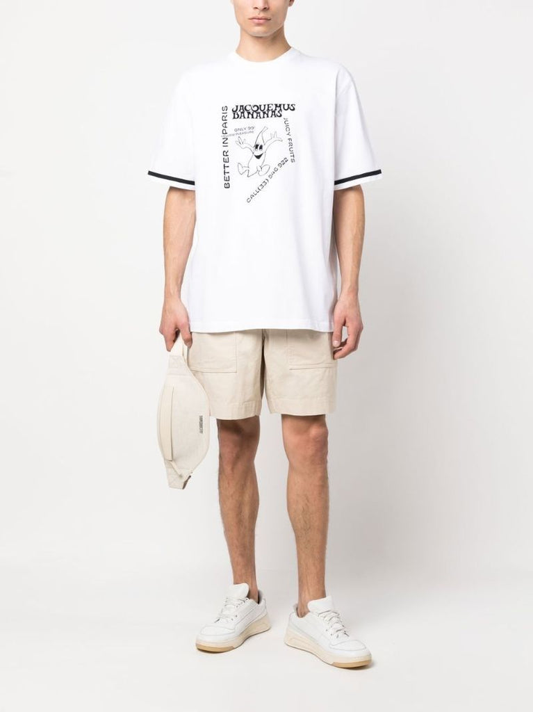 White Graphic Print Cotton T-shirt
