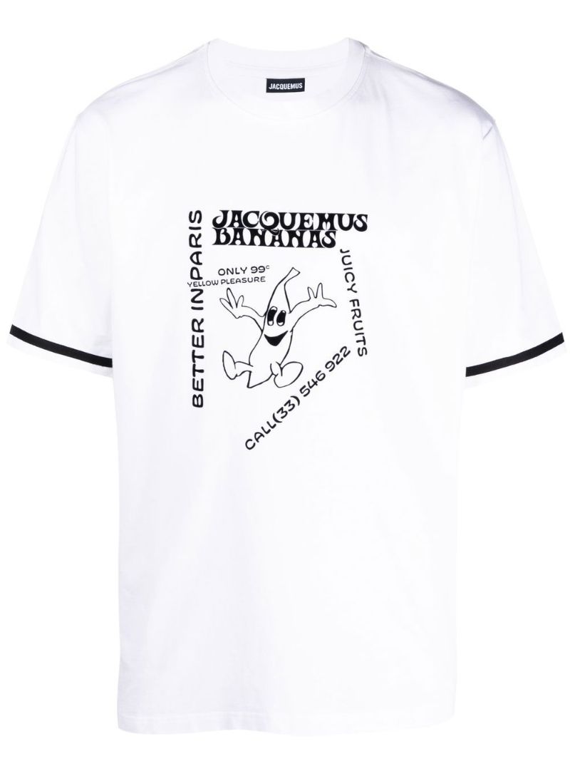 White Graphic Print Cotton T-shirt