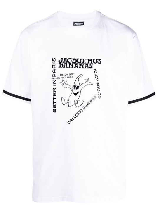 White Graphic Print Cotton T-shirt