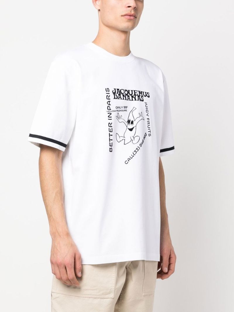 White Graphic Print Cotton T-shirt