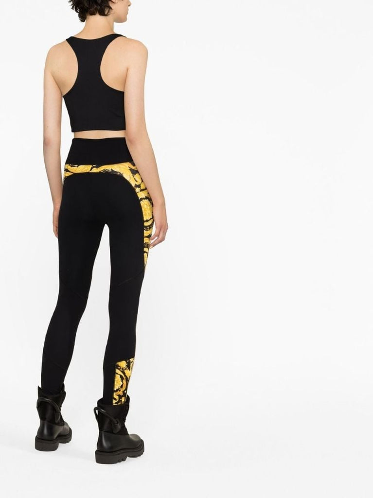 Black Barocco Print Leggings