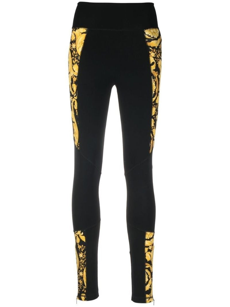 Black Barocco Print Leggings