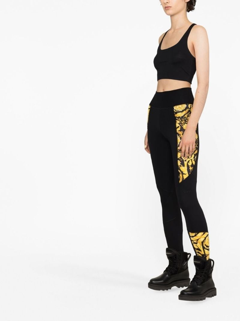 Black Barocco Print Leggings