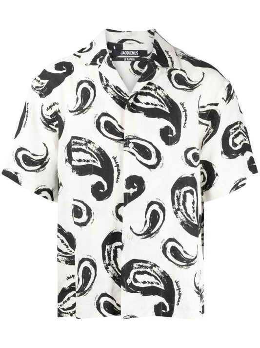 White and Black La Chemise Paisley Print Shirt