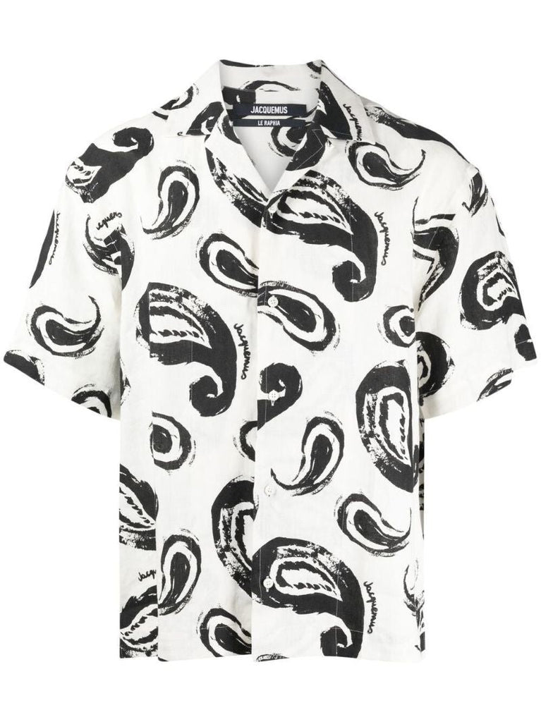 White and Black La Chemise Paisley Print Shirt