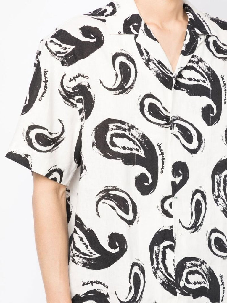 White and Black La Chemise Paisley Print Shirt