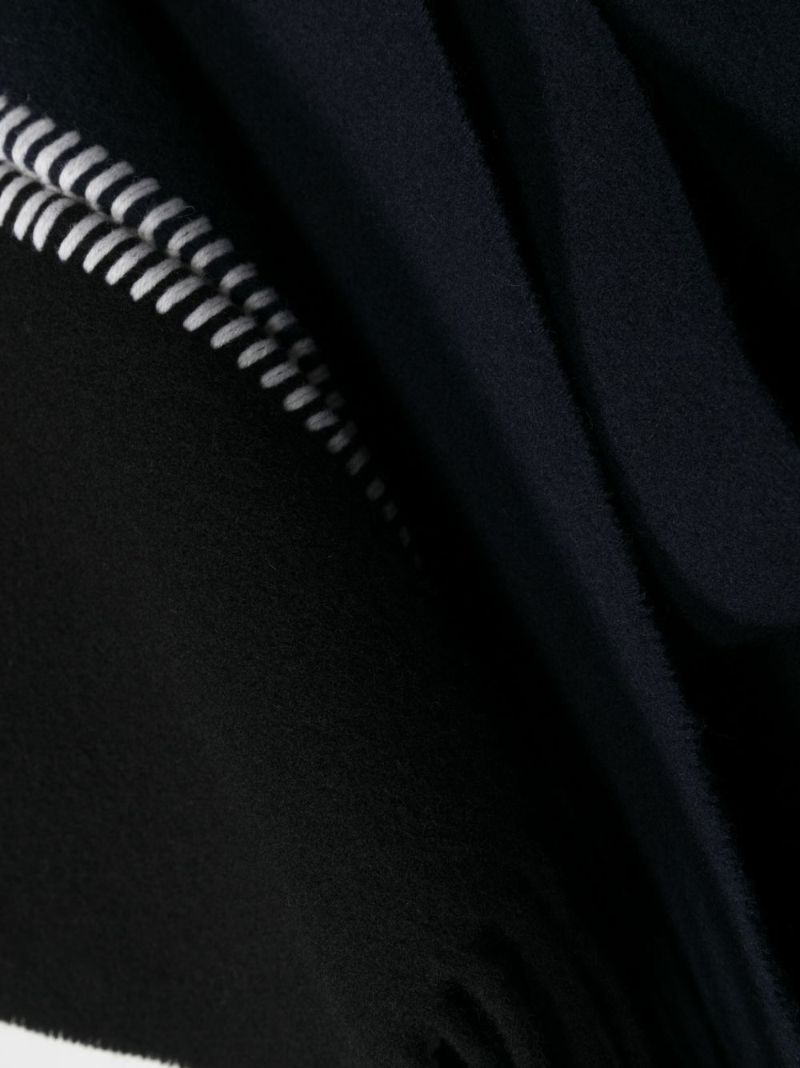 Black Wool Whipstitch Trim Scarf