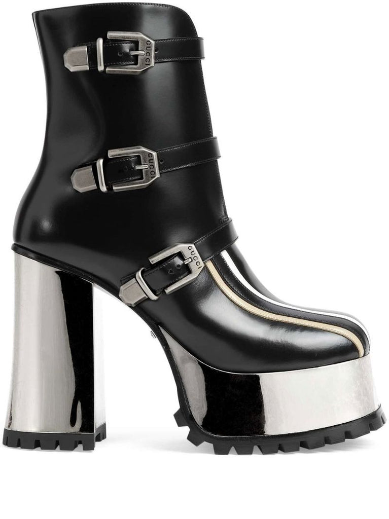 Black 125 Platform Ankle Boots
