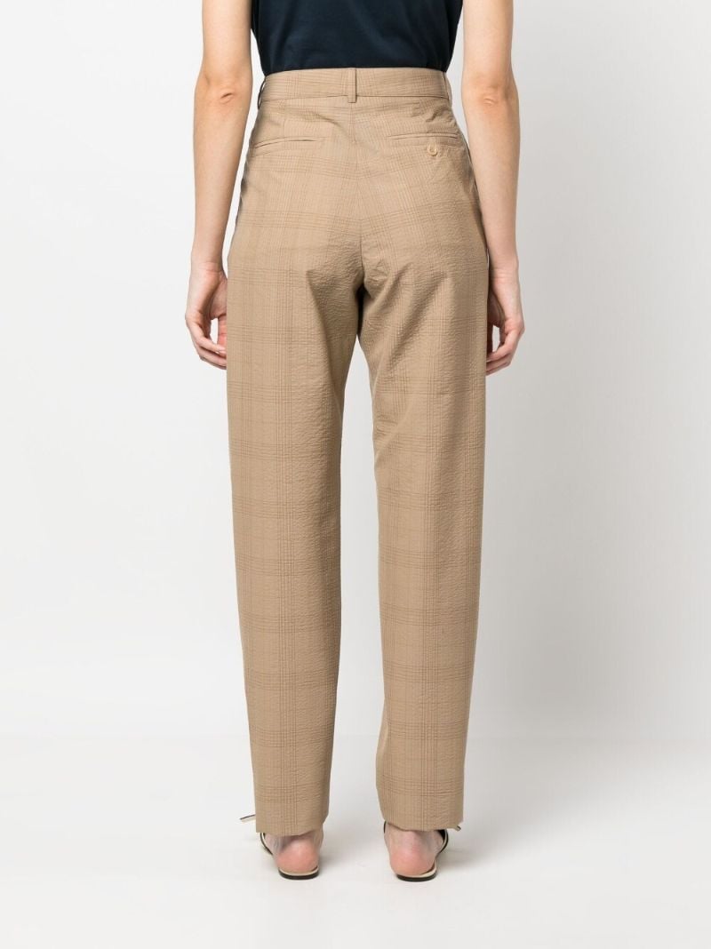 Brown Checked Wool Straight-leg Trousers