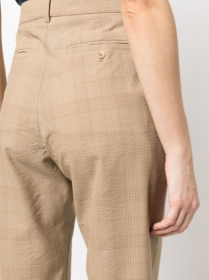 Brown Checked Wool Straight-leg Trousers