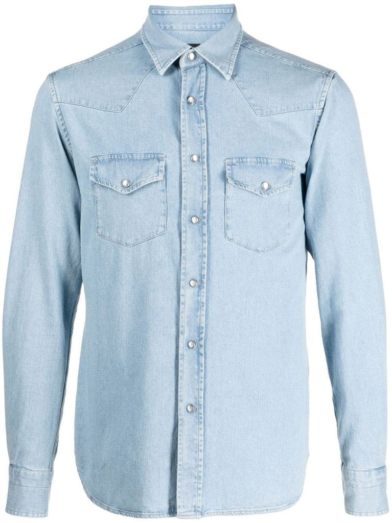 Blue Western-style Denim Shirt