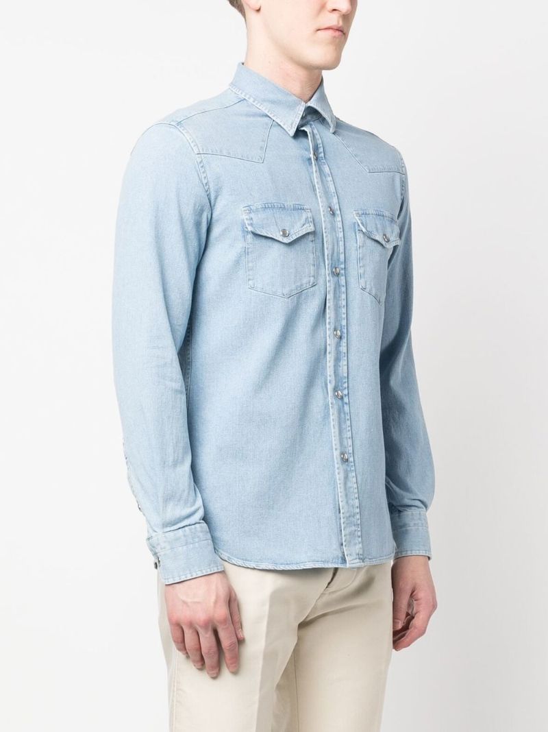 Blue Western-style Denim Shirt