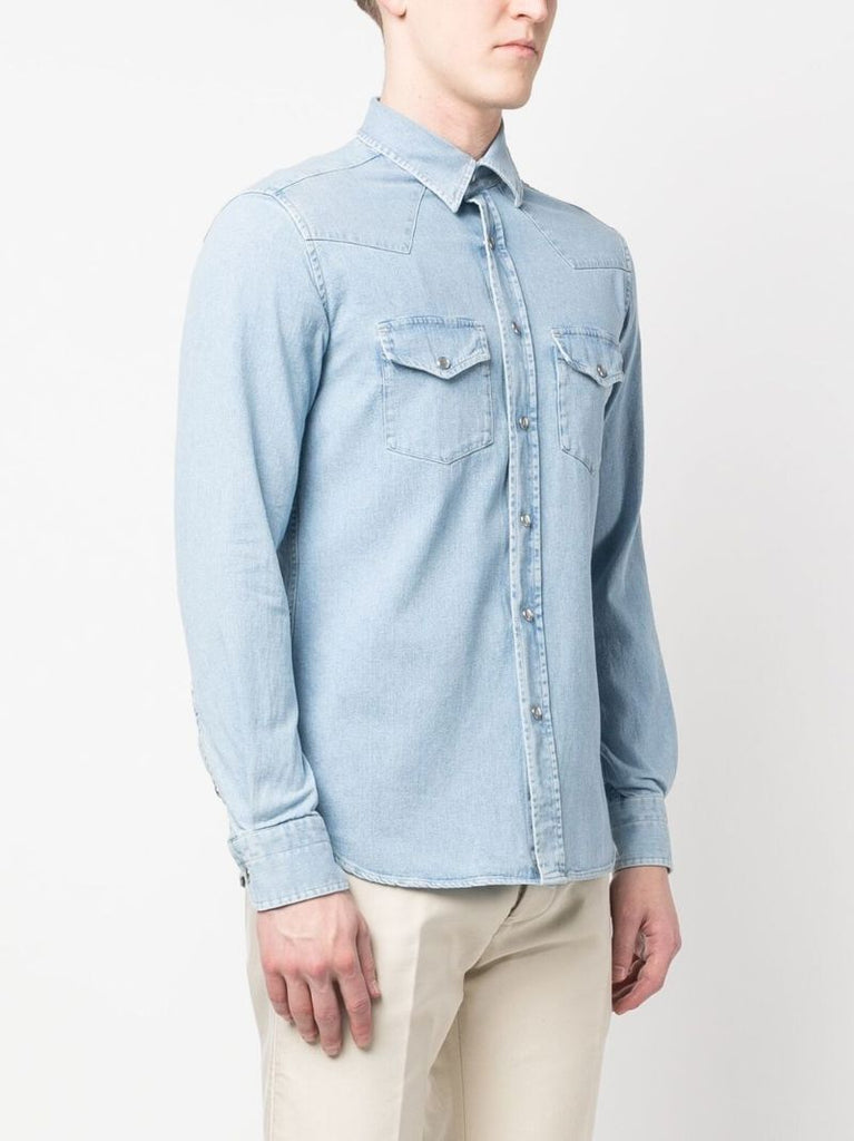 Blue Western-style Denim Shirt