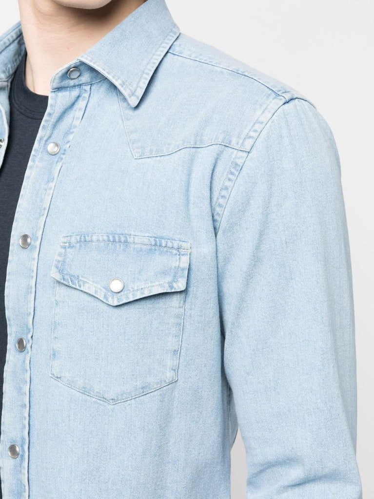 Blue Western-style Denim Shirt