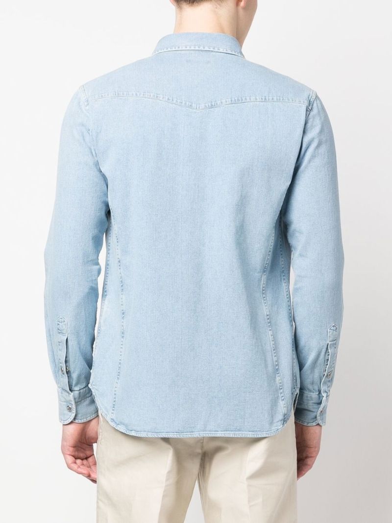 Blue Western-style Denim Shirt