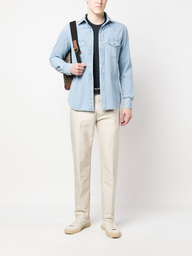 Blue Western-style Denim Shirt