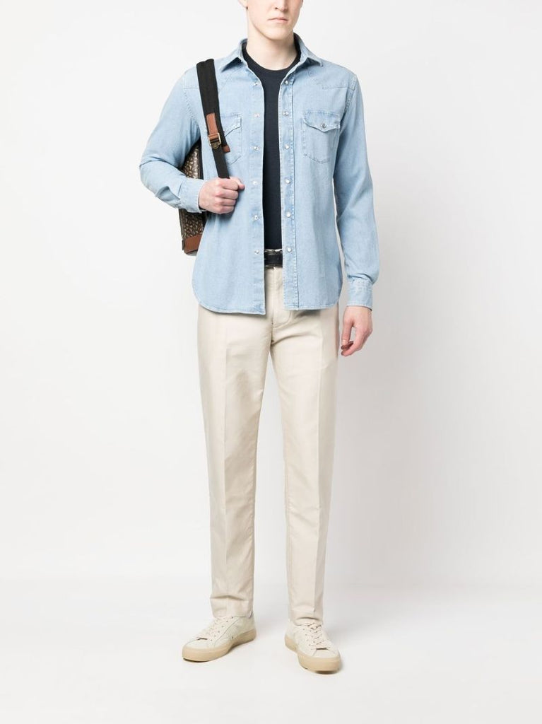 Blue Western-style Denim Shirt