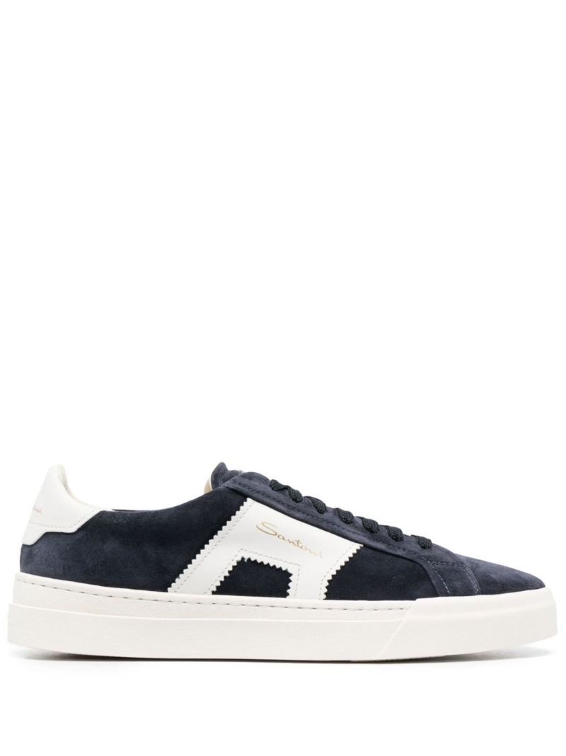 Blue Double Buckle Suede Sneakers