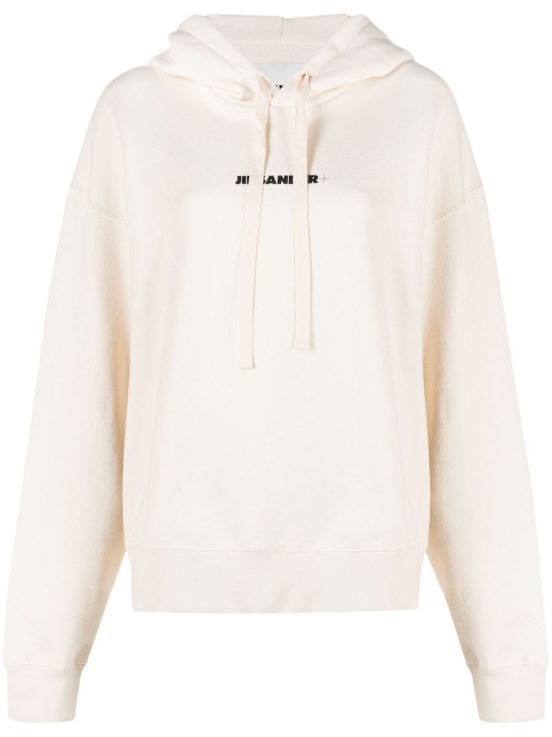 Neutral Logo Print Drawstring Hoodie