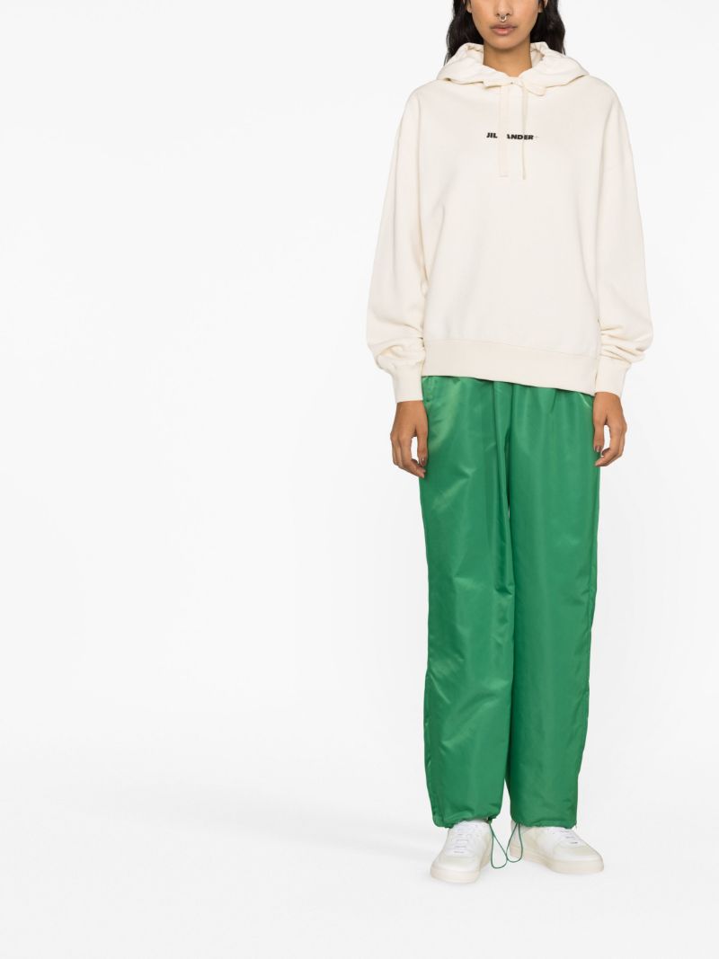 Neutral Logo Print Drawstring Hoodie
