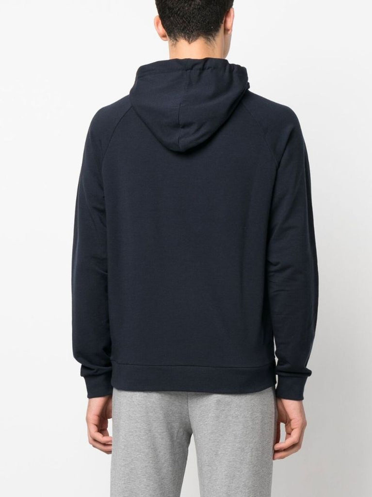 Blue Logo Print Cotton Hoodie