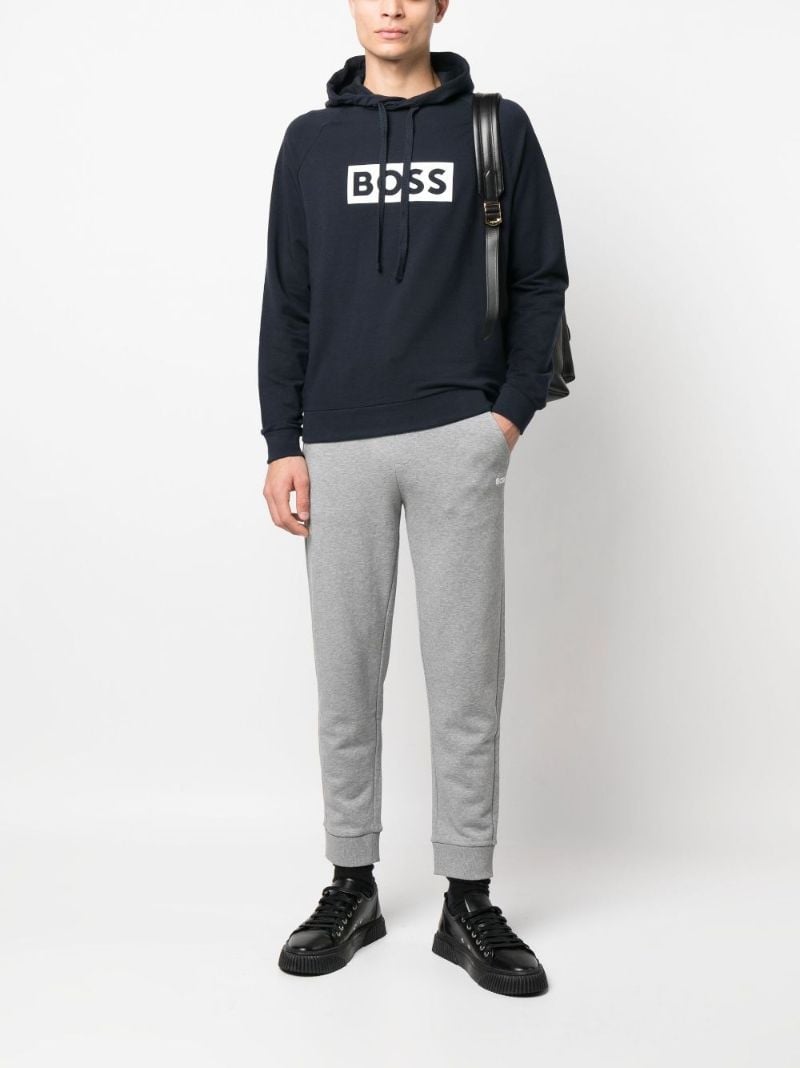 Blue Logo Print Cotton Hoodie
